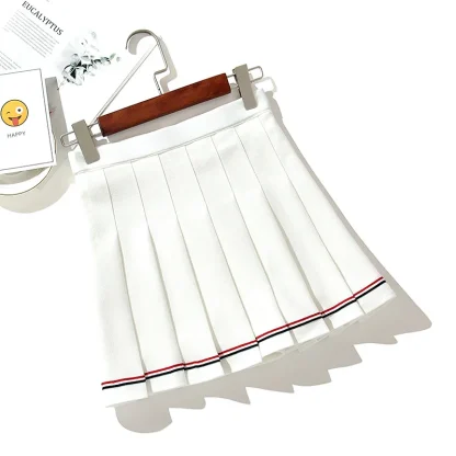 High-waist Striped Pleated Black Skirts - Image 2