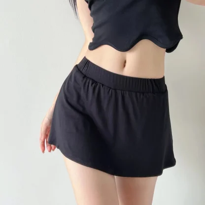 Elastic Side Split Black Skirts