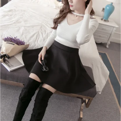 Stretchable Solid Black Skirts - Image 3