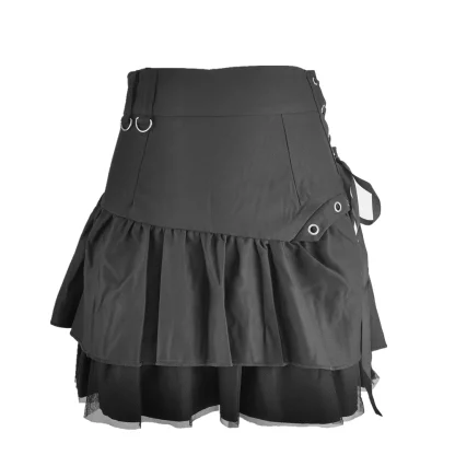 Mesh Patchwork Black Skirts