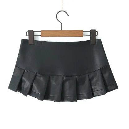 Chic Pleated Mini Black Skirts - Image 2