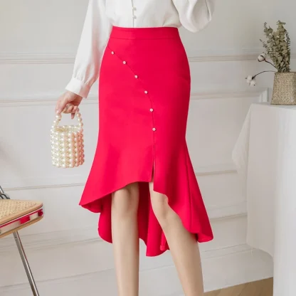 Plus Size High Low Black Skirts - Image 2