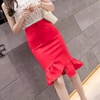 Asymmetrical Hem Black Skirts - Image 5
