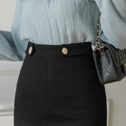 Plus Size Pleated Lace Black Skirt - Image 6