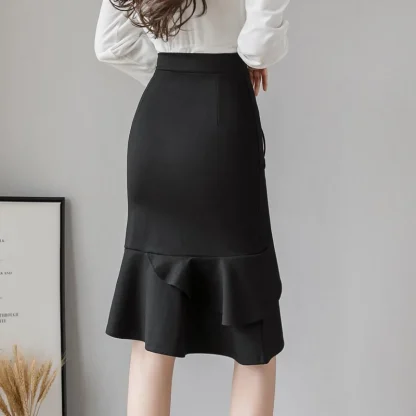 Stretchable Mermaid Midi Black Skirts - Image 4