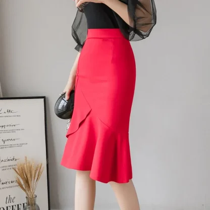 Stretchable Mermaid Midi Black Skirts - Image 5