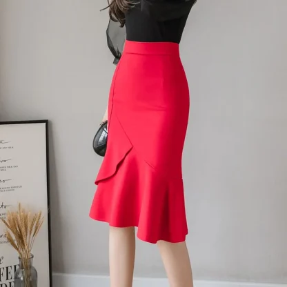 Stretchable Mermaid Midi Black Skirts - Image 2