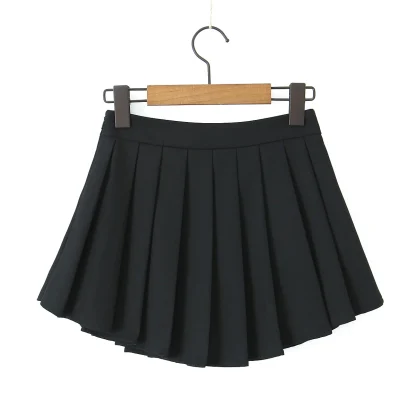 Side Zip Flowy Pleated Black Skirts - Image 2