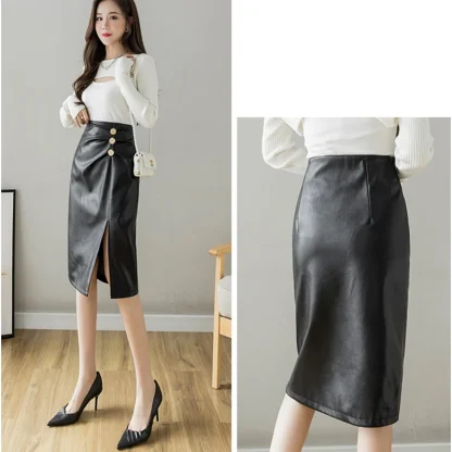 Elegant High-waist Straight Black Skirt - Image 6