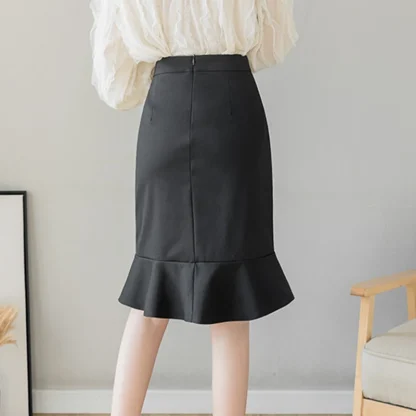 Ruffle Hem Black Skirt - Image 2