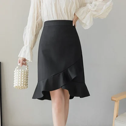 Ruffle Hem Black Skirt - Image 3