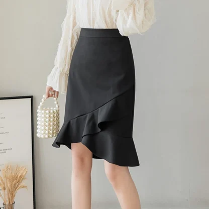 Ruffle Hem Black Skirt - Image 4