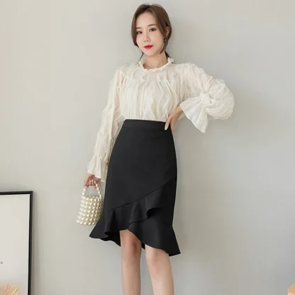 Ruffle Hem Black Skirt - Image 5