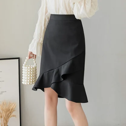 Ruffle Hem Black Skirt