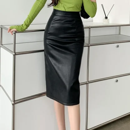 Faux Leather Pencil Black Skirt