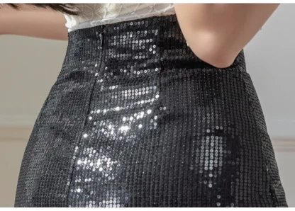 Sexy Sequin Mini Black Skirt - Image 4