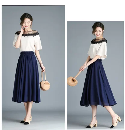 Casual A-line Black Midi Skirts - Image 5