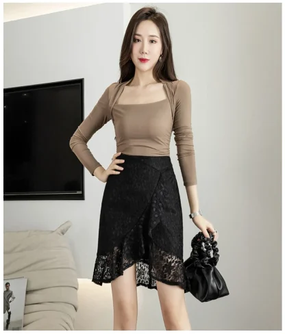 Elegant Lace Black Skirts