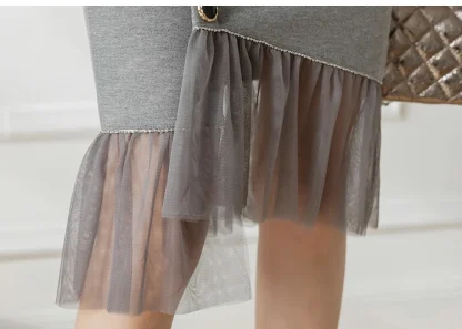Ruffle Mesh Hem Black Skirt - Image 7