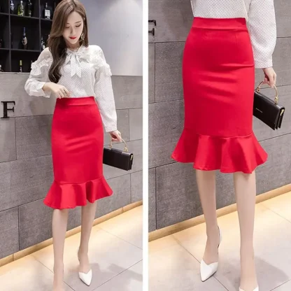 Plus Size Elegant Mermaid Black Skirt - Image 7