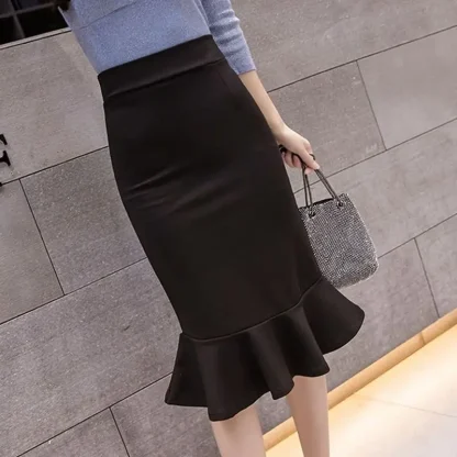 Plus Size Elegant Mermaid Black Skirt