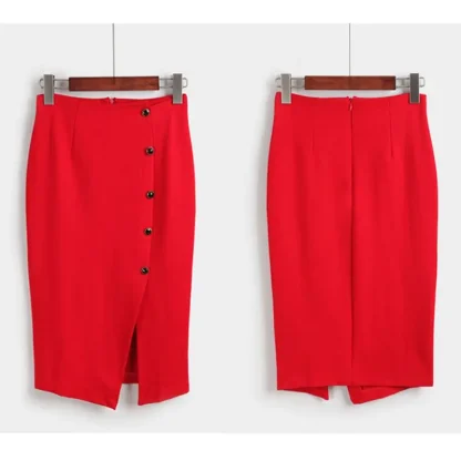 Button Front Split Black Skirts - Image 7