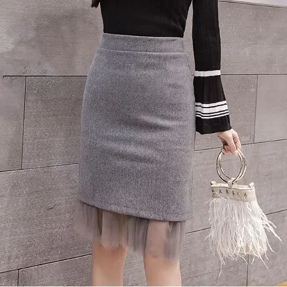 Pleated Mesh Hem Black Skirts - Image 5