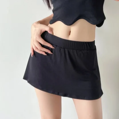 Elastic Side Split Black Skirts - Image 4