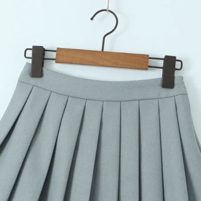 Side Zip Flowy Pleated Black Skirts - Image 4