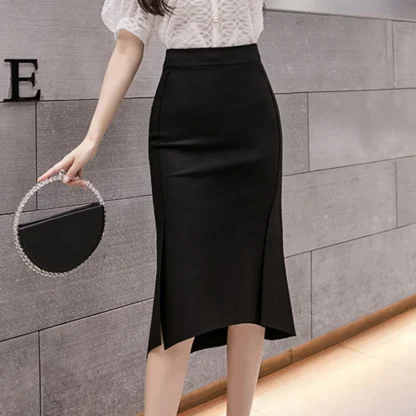High-waist Midi Black Skirt - Image 2