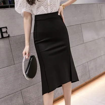 High-waist Midi Black Skirt - Image 3