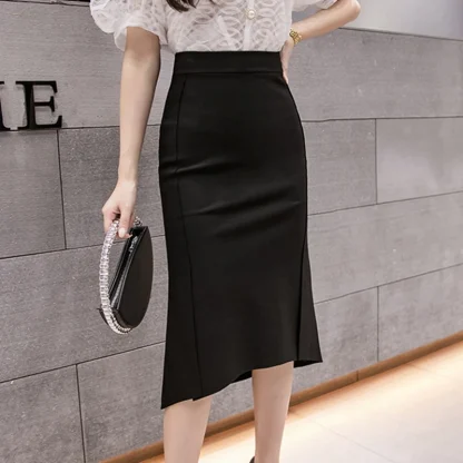 High-waist Midi Black Skirt - Image 4