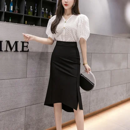 High-waist Midi Black Skirt - Image 5