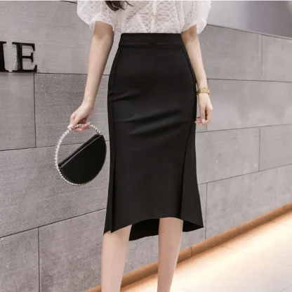 High-waist Midi Black Skirt