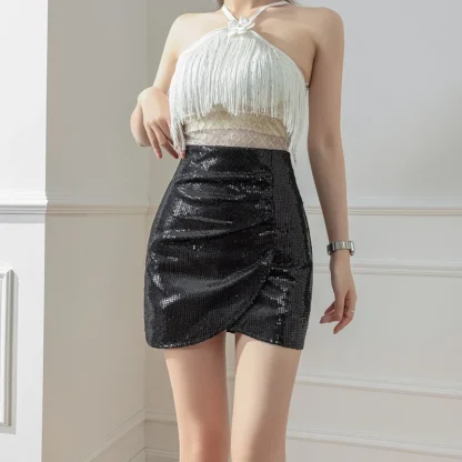 Sexy Sequin Mini Black Skirt