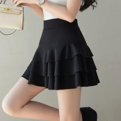 Tiered Ruffle Mini Black Skirt - Image 2