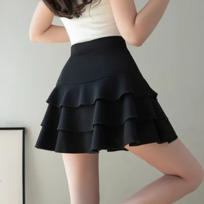 Tiered Ruffle Mini Black Skirt - Image 3