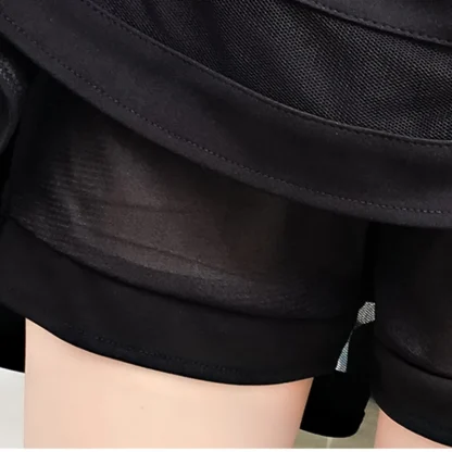 Mesh Patchwork Mini Black Skirt - Image 4