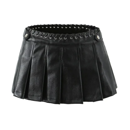 Pleated Black Micro Skirt with Short - Image 6