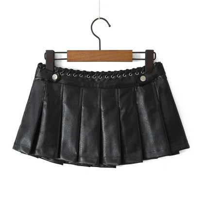 Pleated Black Micro Skirt with Short