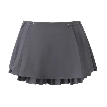 Bowknot Pleated Mini Black Skirts - Image 3