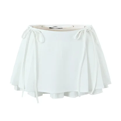 Bowknot Pleated Mini Black Skirts - Image 4