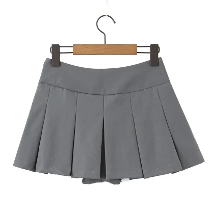 V Waist Pleated Mini Black Skirts - Image 4
