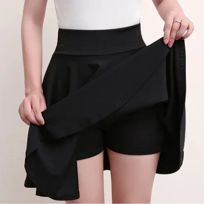 High-waist Casual A-line Black Skirts