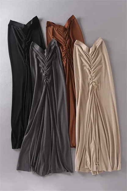 Bodycon Midi Ruched Black Skirts - Image 7