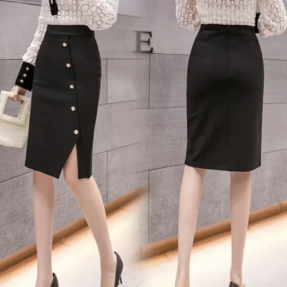 Bodycon Button Black Skirt - Image 7