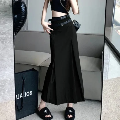 Double Belt Black Skirts - Image 2