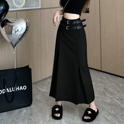 Double Belt Black Skirts - Image 3