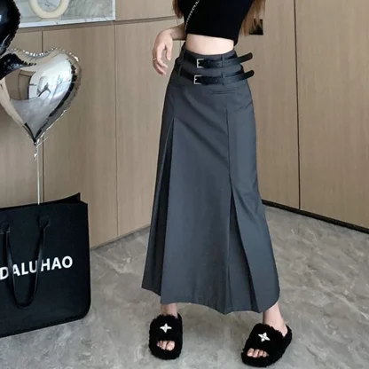 Double Belt Black Skirts - Image 6