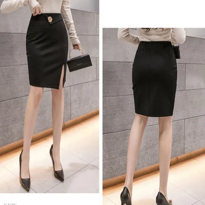 Elegant Split Hem Black Skirt - Image 6